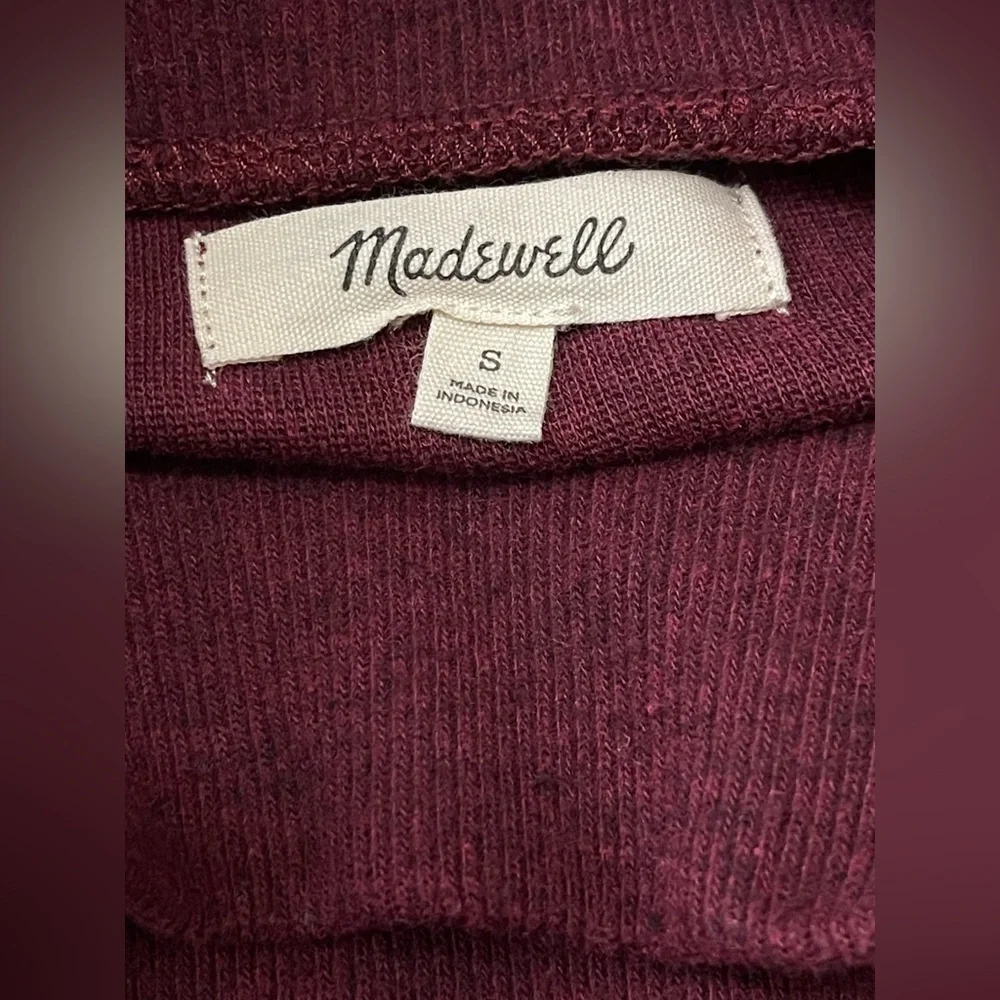 Madewell Plush Mockneck Puff-Sleeve Burgundy Top Size Small - Picture 6 of 9